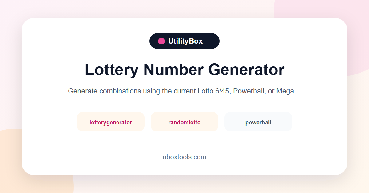 Random Lotto Number Generator | Custom Lottery Picker | UtilityBox