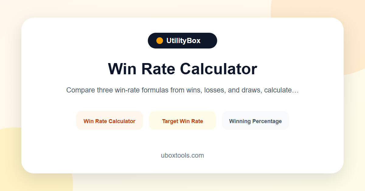 Win Rate Calculator | Wins, Losses, Draws & Target Win Rate | UtilityBox
