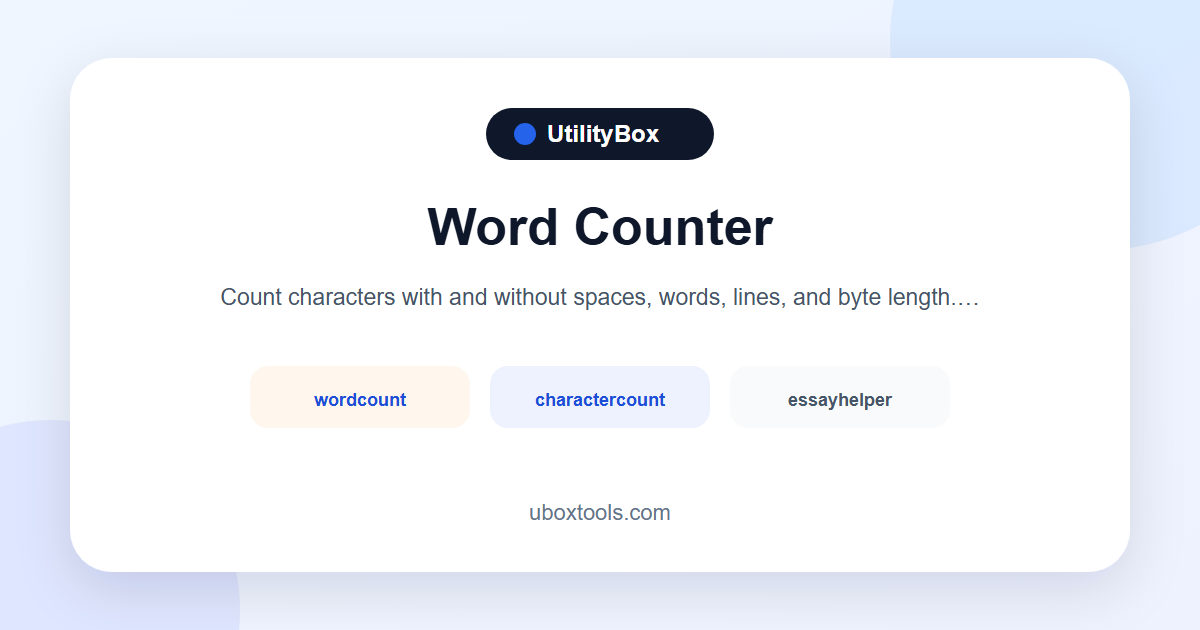Character Counter | Word & Character Count online | UtilityBox